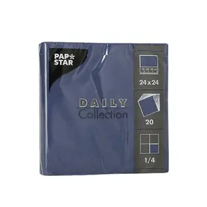 Papīra salvetes Papstar DAILY COLLECTION 20 gab. 24x24 cm tumši zils, 1/4 salocījums, FSC®