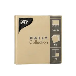 Paper napkins Papstar DAILY COLLECTION 20 pcs 24 x 24 cm sand, 1/4 fold, FSC certified