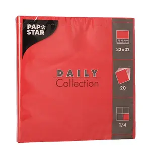 Paper napkins Papstar DE1889616 20 pcs 32x32 cm red, 1/4 fold, FSC certified, compostable