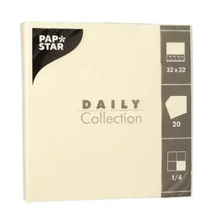 Paper napkins Papstar DAILY COLLECTION 20 pcs 32x32 cm Champagne color, 1/4 fold, FSC®