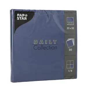 Paper napkins Papstar DAILY COLLECTION 20 pcs 32x32 cm Dark Blue, 1/4 fold, FSC, compostable