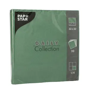Paper napkins Papstar DE1889620 20 pcs 32x32 cm dark green, 1/4 fold, FSC, compostable