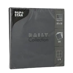 Napkins Papstar DE1889623 20 pcs 32x32 cm Black, 1/4 fold, FSC®, compostable