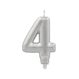 Number candle 4 Papstar model DE1837161, 7 cm paraffin candle with holder, 0.033 kg