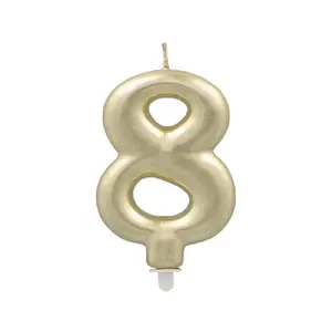Number candle Papstar model DE1837168 – digit 8, gold, 7 cm, with holder