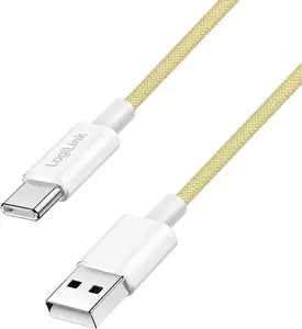 USB-A to USB-C cable LOGILINK CU0333 1.0 m nylon braided yellow