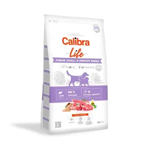 Сухой корм для собак Calibra Dog Life Junior Small & Medium Breed Lamb 2.5 кг — полноценный корм для растущих средних пород