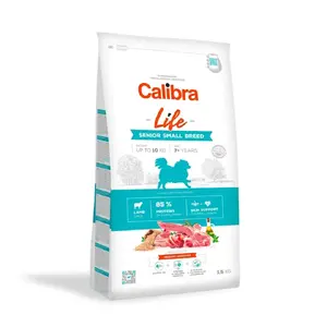 Сухой корм для собак Calibra Dog Life Senior Small Breed Lamb 1,5 кг — питание для пожилых мелких пород, 24% белка, 14% жира