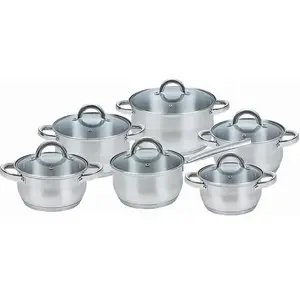 Cookware set Maestro MR-2120-12 — 12-piece stainless steel non-stick collection, induction-compatible, includes 6 saucepans (16–24 cm) and glass lids