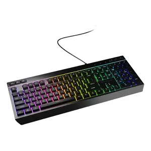 Vadu pilna izmēra spēļu klaviatūra Genesis Rhod 530, USB, QWERTY (US), membrāna, RGB apgaismojums, 114 taustiņi, kabelis 1.8 m, melna