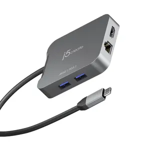 USB-C Travel Adapter j5create JCD3191 4K60 Elite Wired 140W