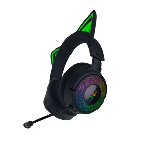 Austiņas Razer Kraken Kitty V3 Pro — vadu un bezvadu (USB Type-A, Bluetooth), ap ausi sedzošas, 20–28000 Hz, 390 g, melnas