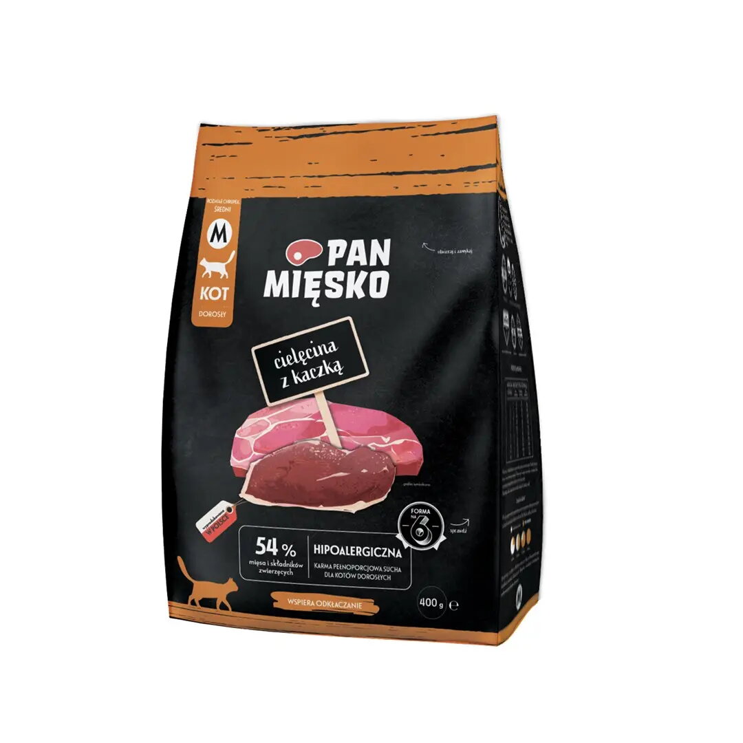 Sausais barības kaķiem pan miĘsko Teļa