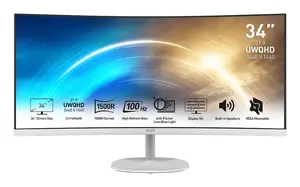 Monitors MSI Pro MP341CQWDE 34" UltraWide Quad HD 3440x1440 VA izliekts 21:9 4 ms balts
