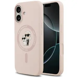 Чехол Karl Lagerfeld для iPhone 17 жидкий силикон розовый с поддержкой MagSafe