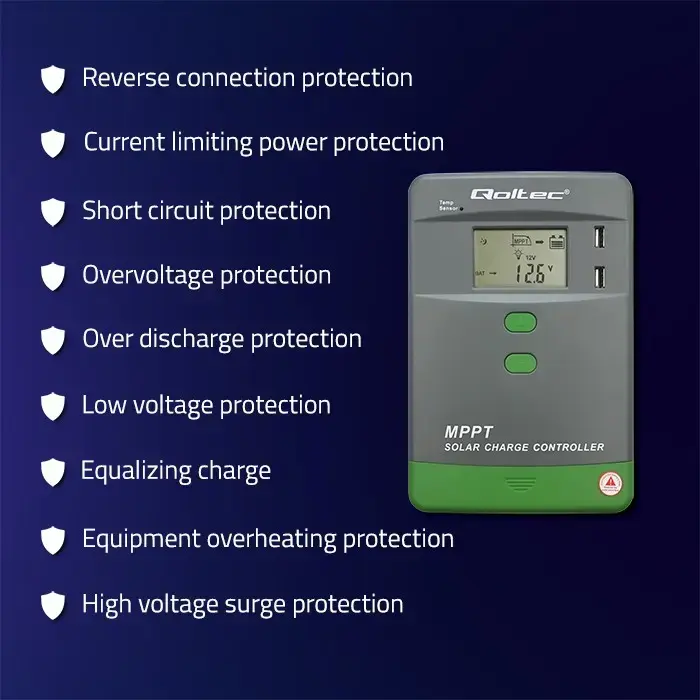 MPPT Solar Charge Controller QOLTEC 10A 12V/24V Photo 4