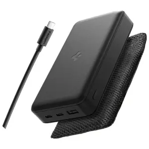 Power bank Spigen EA3020 20000mAh 30W black — portable battery pack, dual USB-C/USB-A output