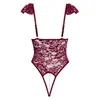 Cottelli Collection Body Pearls S — бордовое кружевное боди без шага Photo 7