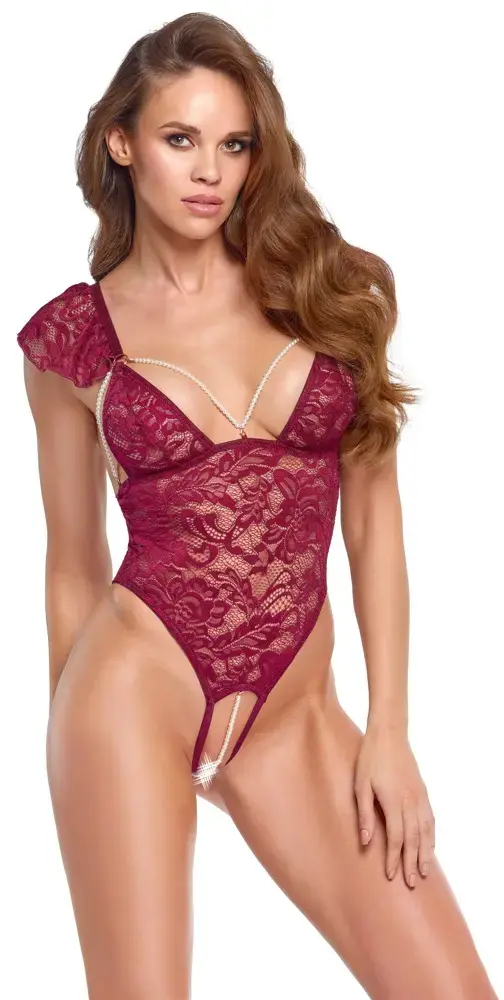 Cottelli Collection Body Pearls XL — кружевное боди без ластовицы Photo 3
