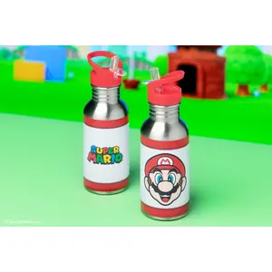 Metal water bottle Paladone PP8022NNV2 with straw, reusable drink container, metal construction