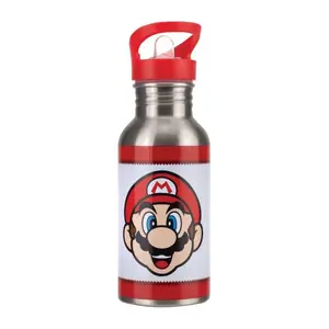 Metal water bottle Paladone PP8022NNV2 with straw, reusable drink container, metal construction