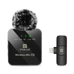 Wireless lavalier microphone Puluz PU645B with 8‑pin receiver for iPhone/iPad