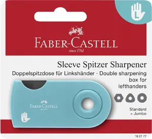Точилка Faber-Castell Spitzer Doppelspitzdose Sleeve L-Hand BK — двойное отверстие с контейнером, для левшей