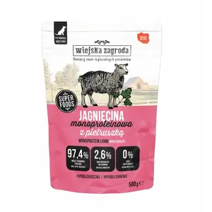 Влажный корм для собак wiejskazagroda Monoprotein Lamb 500 г — моно-протеиновый, для взрослых, влажность 77%, белок 10%