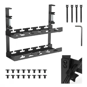 Cable organizer under desk MACLEAN MC-104B, black