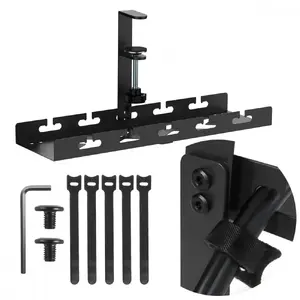 Kabeļu organizators zem galda MACLEAN MC-105 B, tērauds, regulējams, galds 0,5–50 mm, slodze līdz 5 kg, melns