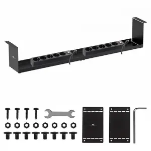 Palodzes zem galda organizators MACLEAN MC-107 B — tērauds, kompakts melns, kabeļiem un piederumiem, slodze 5 kg