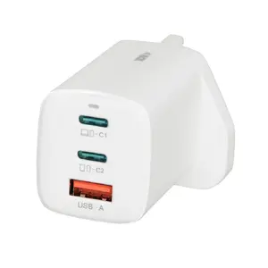 IBOX GaN 65W Charger C-65 White with UK plug, 2x USB-C, 1x USB-A, 1.5 m cable