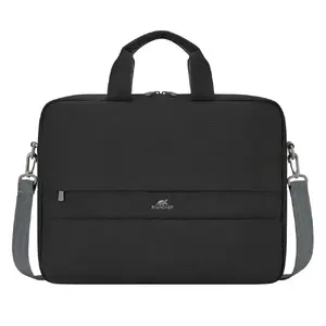 Rivacase Prater Briefcase for 15.6 Inch Laptops Black Polyester with Front Pocket and Shoulder Strap