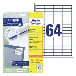 Self-adhesive label Avery 4785 Rectangle Permanent White 1920 pcs