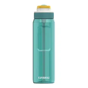 Atkārtoti lietojama ūdens pudele Kambukka Lagoon 1000 ml, Tritan, salmiņš, fiksēta vāciņš, piemērota trauku mazgājamai mašīnai, zaļa