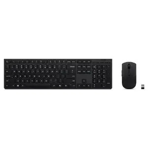 Wireless rechargeable keyboard and mouse set Lenovo Professional Nordic layout Black