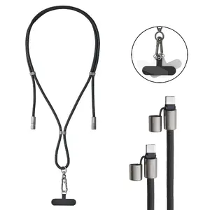 Intenso USB-C Charging Lanyard Phone Necklace Cable 60W Fast Charging Adjustable Length 1.65m Nylon Black