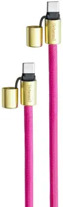 Intenso USB-C Charging Lanyard Phone Necklace Cable 60W Fast Charging Adjustable Length 1.65m Nylon Neon Pink