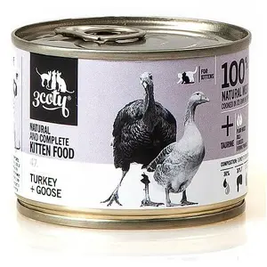 Wet kitten food 3coty TURKEY + GOOSE 180 g — complete wet meal for junior kittens, protein 18%, fat 14%, moisture 64.9%