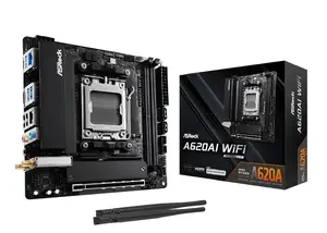 ASRock mini ITX mātesplate A620AI WiFi — AMD A620A, Socket AM5, DDR5, 2x DIMM, 128 GB, Wi‑Fi 6E, 2.5Gb Ethernet