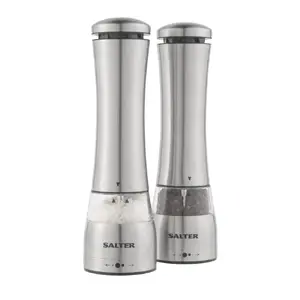 Electric mill set Salter BW118471EU7 — stainless steel bodies with ceramic grinders