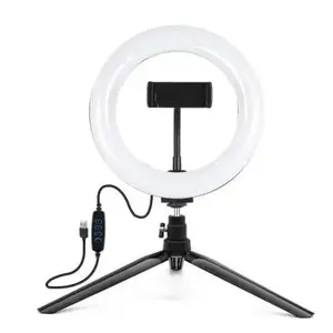 LED gredzens E-LIGHT ST6-5 16 cm 10W ar telefona turētāju un metāla statīvu
