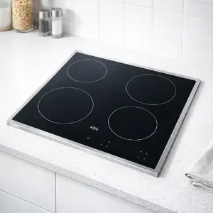 Built-in halogen hob AEG HK624000XB — 4 zones, touch control, black, 576×516×38 mm