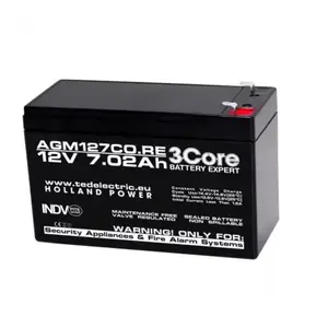 12V AGM battery 3CORE CSB-127.02 7.02Ah T1 terminal, sealed rechargeable lead-acid
