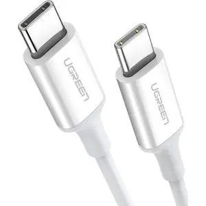 USB-C uz USB-C kabelis UGREEN UGR1118WHT 0,5 m, balts, datu pārsūtīšanai un uzlādei