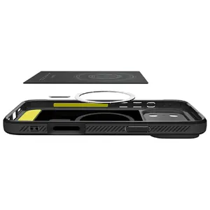 Protective phone case Spigen Rugged Armor Mag for iPhone 17 Pro Max, matte black, MagSafe-compatible