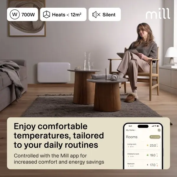 Mill Invisible Smart WiFi Panel Heater PA700WIFI4 700W White IPX4 for rooms up to 9–12 m² Photo 7