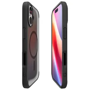 Чехол MagSafe Spigen Ultra Hybrid Mag для iPhone 17, frost black, прозрачная задняя панель с магнитным кольцом