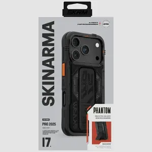 Phone case SKINARMA Case Skinarma Phantom for iPhone 17 Pro — Magnetic charging grip stand, black
