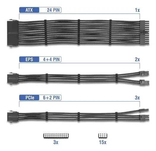 DELOCK PSU Extension Cable Set 30 cm 6-piece Photo 2